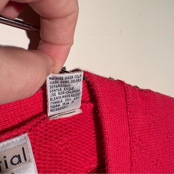 Vintage Essential Elements 100% Cotton Red Cardigan Sweater - Picture 4 of 7